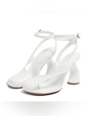 Dries Van Noten White Cutout Ankle-Strap Heels